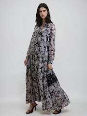 Religion Black Sunset Tiered Maxi Dress In Dark Ditsy Floral Print - Image 1 of 6