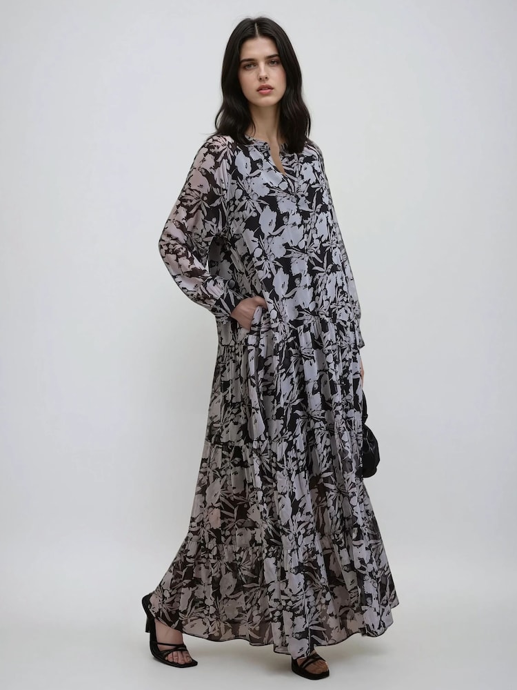 Religion Black Sunset Tiered Maxi Dress In Dark Ditsy Floral Print - Image 2 of 6