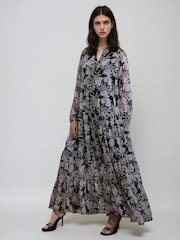 Religion Black Sunset Tiered Maxi Dress In Dark Ditsy Floral Print - Image 3 of 6