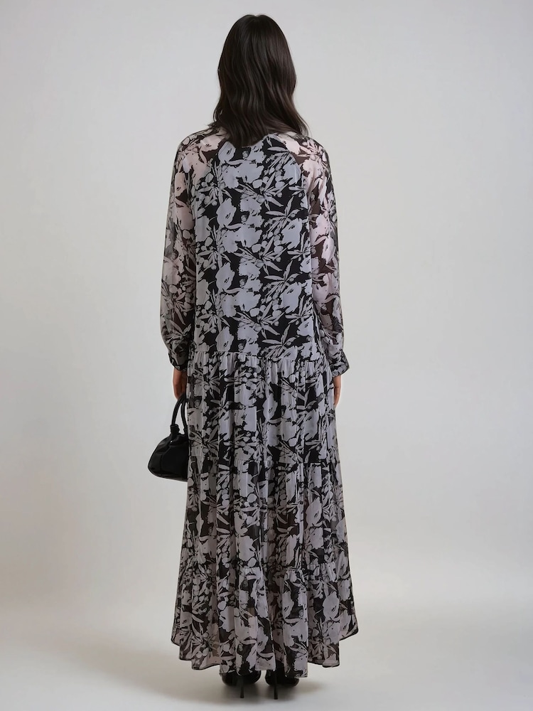 Religion Black Sunset Tiered Maxi Dress In Dark Ditsy Floral Print - Image 4 of 6