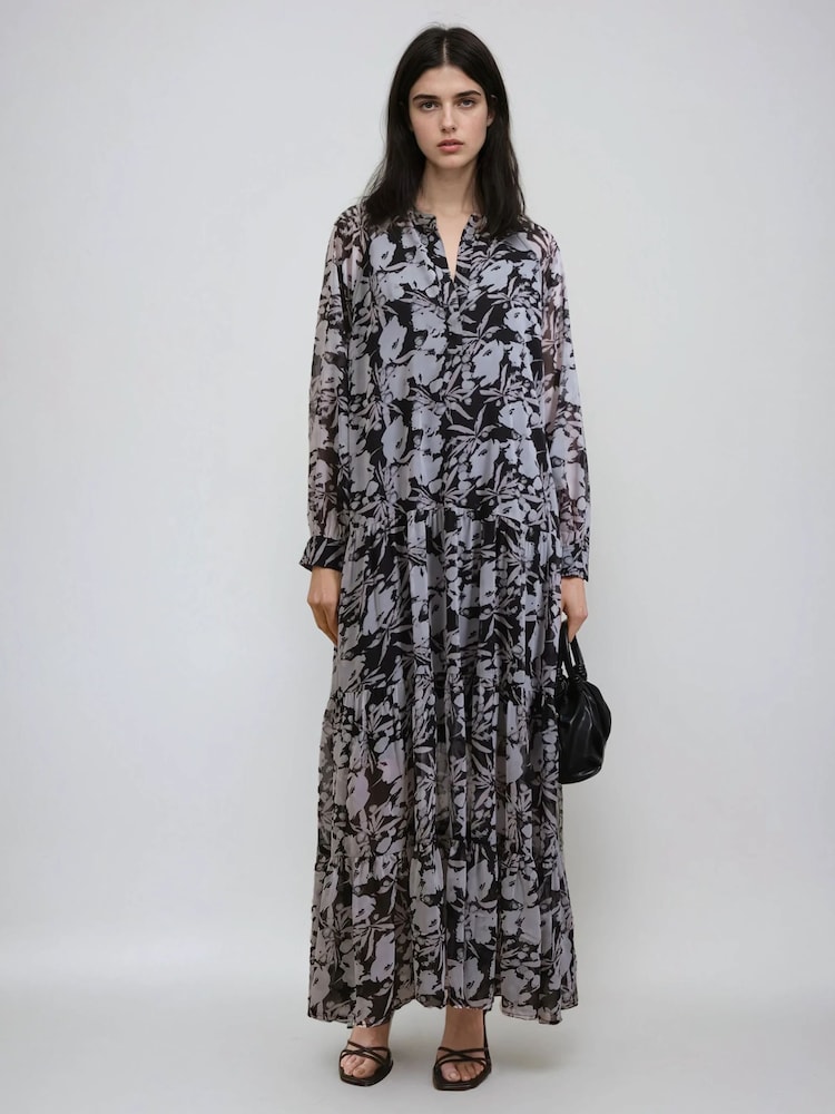 Religion Black Sunset Tiered Maxi Dress In Dark Ditsy Floral Print - Image 5 of 6