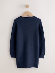 Navy Bow Embellished Knit Jumper Dress (3-16yrs) - Image 2 of 4