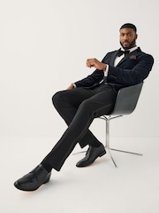 Black Muscle Fit Motionflex Textured Tuxedo Trousers With Side Tape - Image 3 of 7