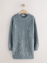 Grey Stripe Sequin Christmas Jumper Dress (3-16yrs) - Image 1 of 4