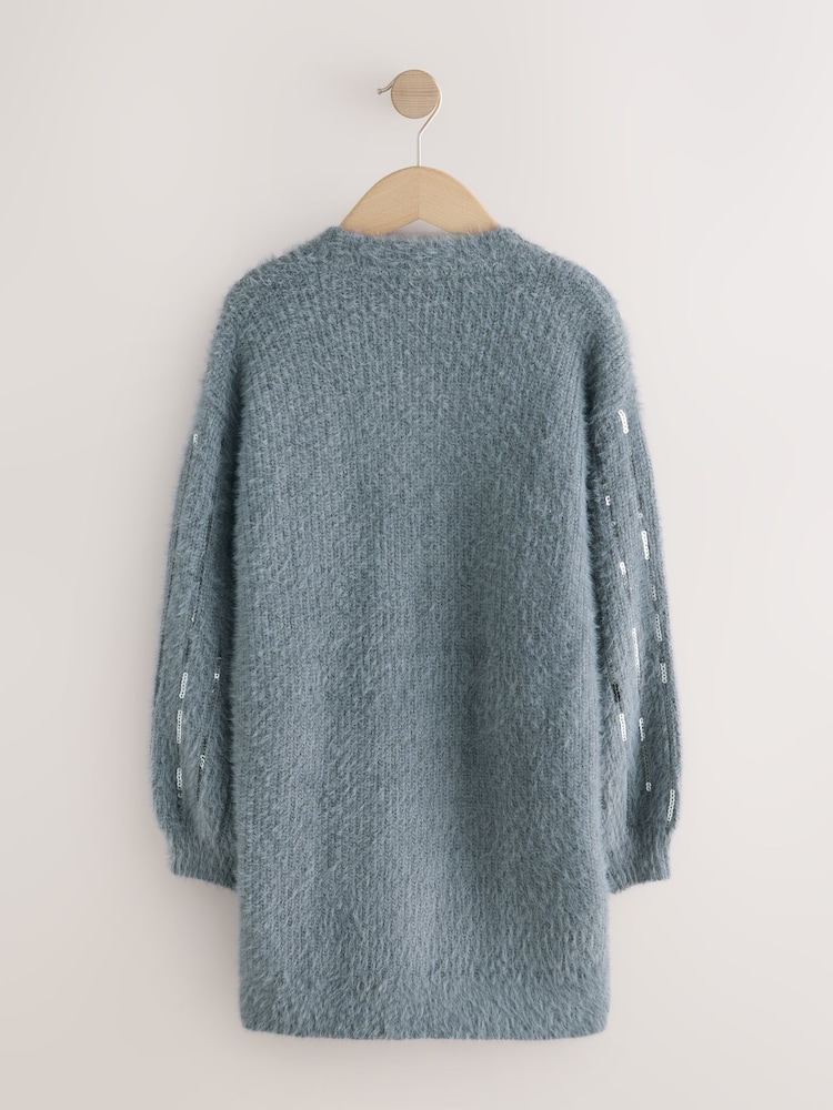 Grey Stripe Sequin Christmas Jumper Dress (3-16yrs) - Image 2 of 4