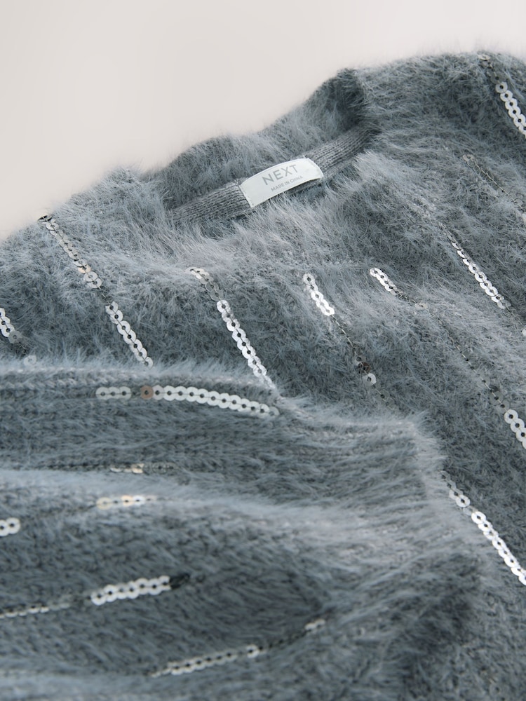 Grey Stripe Sequin Christmas Jumper Dress (3-16yrs) - Image 4 of 4 Grey Stripe Sequin Christmas Jumper Dress (3-16yrs) - Image 4 of 4