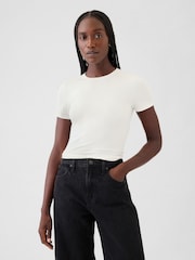Blanco - Camiseta de manga corta de punto CloseKnit con cuello redondo de Gap - Imagen 1 de 4