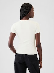 Blanco - Camiseta de manga corta de punto CloseKnit con cuello redondo de Gap - Imagen 2 de 4