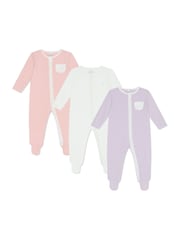 MORI Viscose Cotton Blend 3 Pack Sleepsuits - Image 2 of 4