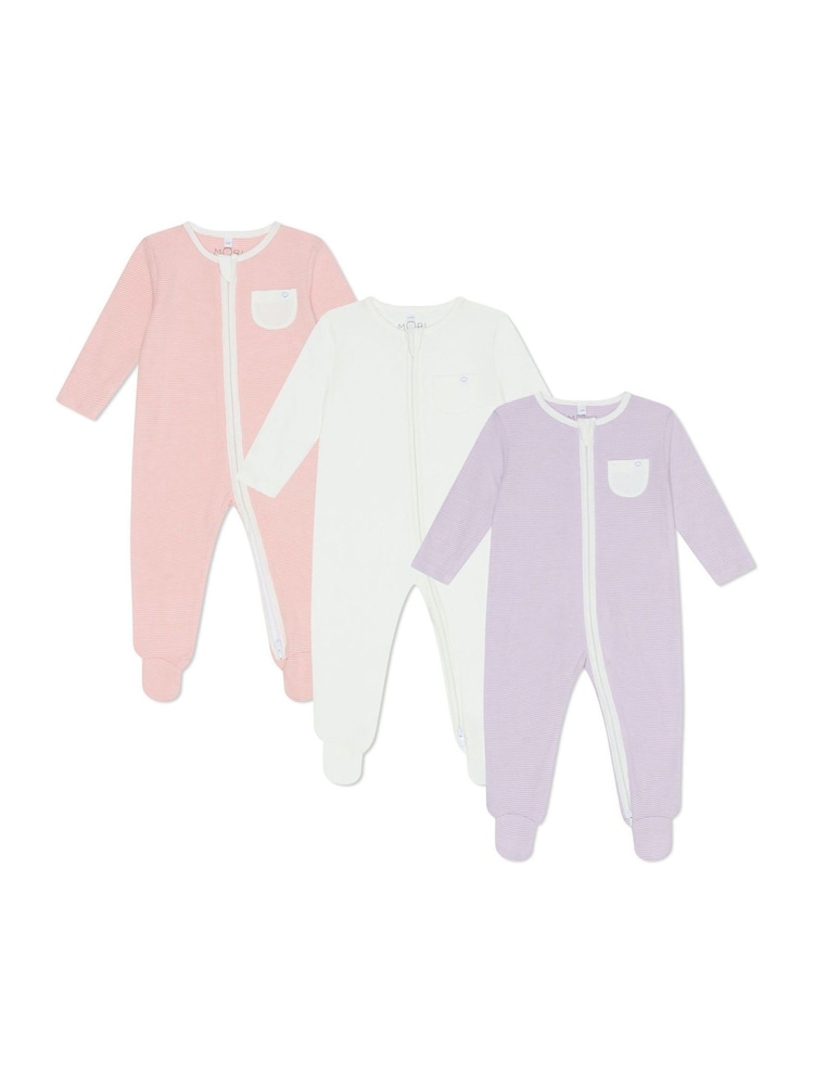 MORI Viscose Cotton Blend 3 Pack Sleepsuits - Image 2 of 4