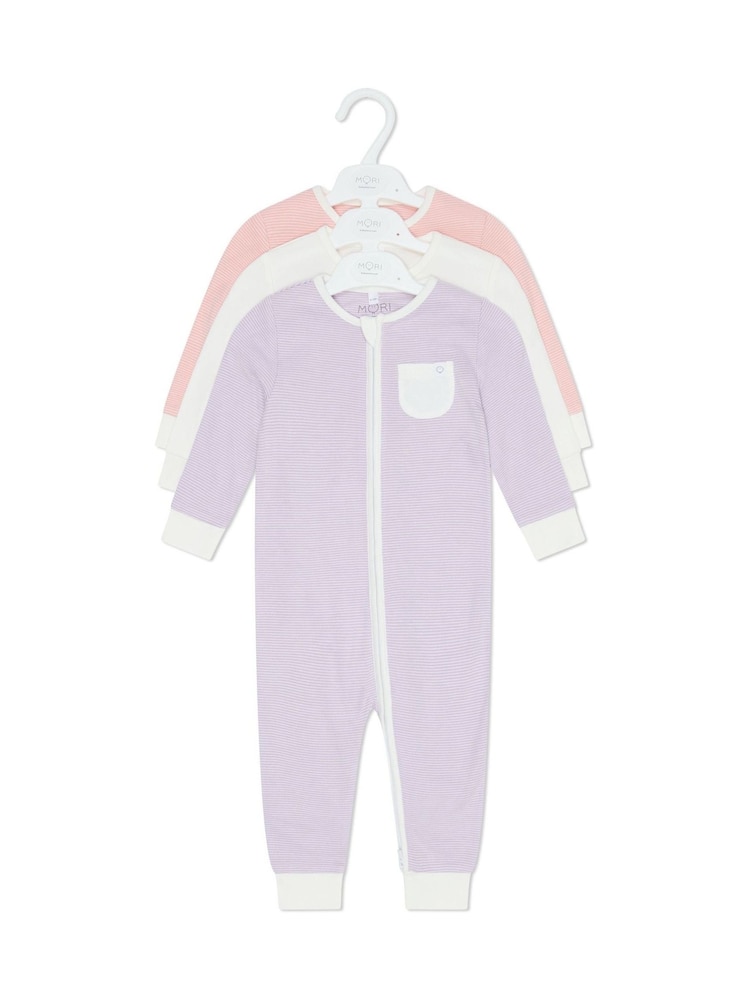 MORI Viscose Cotton Blend 3 Pack Sleepsuits - Image 4 of 4