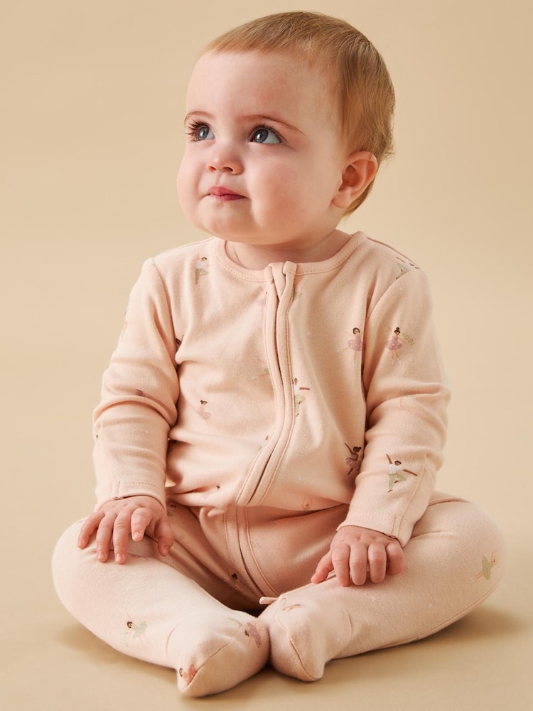 MORI Pink Ballerina 2-Way Zip Sleepsuit - Image 1 of 5