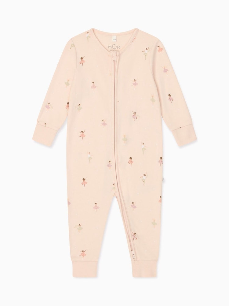 MORI Pink Ballerina 2-Way Zip Sleepsuit - Image 4 of 5
