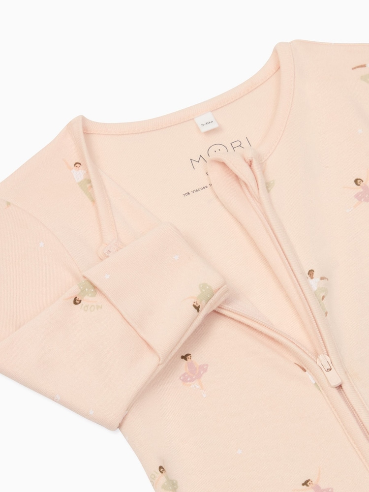 MORI Pink Ballerina 2-Way Zip Sleepsuit - Image 5 of 5
