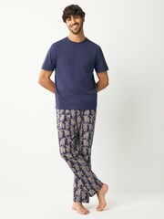 Navy Blue Hamish The Highland Cow 100% Cotton Pyjamas Set - Image 1 of 8