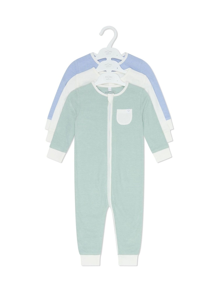 MORI Viscose Cotton Blend 3 Pack Sleepsuits - Image 4 of 4