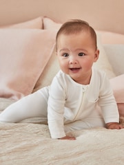 MORI Blue/White/Green Pack Supersoft Clever 2 Way Zip Up Sleepsuits - Image 5 of 5