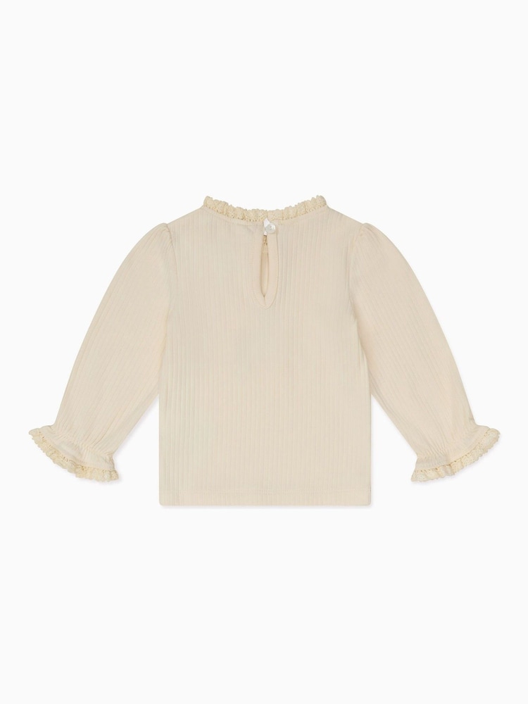 MORI Cream Ballerina Cotton & Bamboo Long Sleeve Top - Image 2 of 2