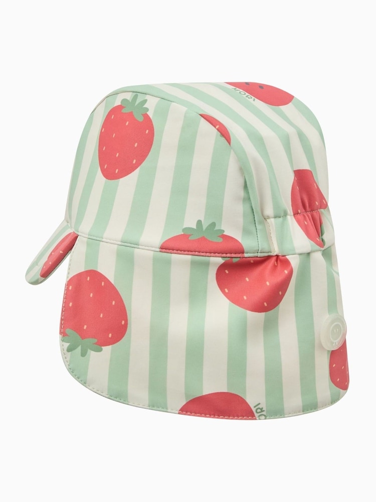 MORI Strawberry Stripe Neck Cover Swim Hat UPF 50+ - Image 5 of 5