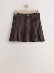 Brown Pleated Denim Mini Skirt - Image 4 of 7