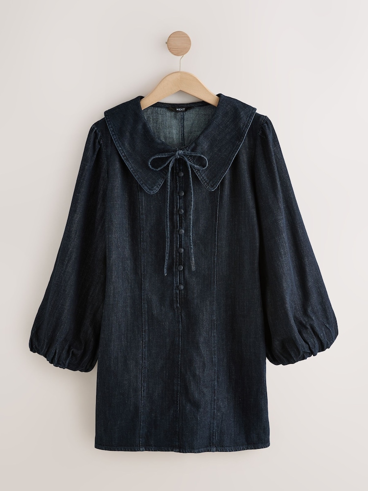 knee length dresses for ladies Knit Stripe Long Sleeve Peter Pan Collar Dress main image 0