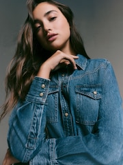 Dark Blue Denim Maxi Shirt Dress - Image 4 of 4