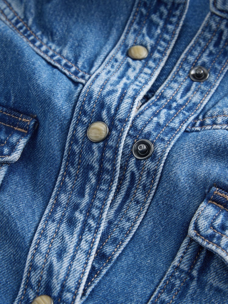 Dark Blue Denim Maxi Shirt Dress - Image 8 of 8