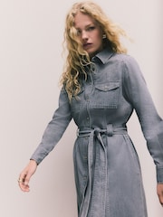 Grey Denim Maxi Shirt Dress - Image 3 of 6