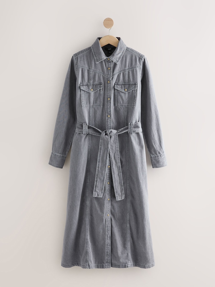 gray denim shirt dress Conshvi Denim Shirt Dress for Women Long Sleeve Crewneck Denim Dresses 2025  Fall Cute A Line Mini Short Jean Dress, Black, Small at Amazon Women's  Clothing store