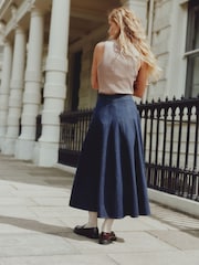 Rinse Denim Full Seamed Midi Skirt - Image 3 of 4