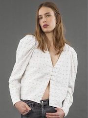 Religion White Fleet Puff Sleeve Blouse With Sequins - Image 3 of 3