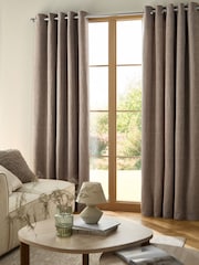 Natural Feather Heavyweight Chenille Eyelet Super Thermal Curtains - Image 1 of 8