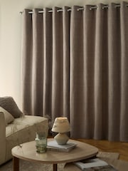 Natural Feather Heavyweight Chenille Eyelet Super Thermal Curtains - Image 2 of 8