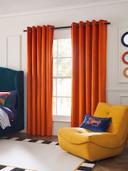 Orange Matte Velvet Super Thermal Curtains - Image 1 of 9