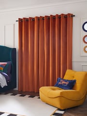 Orange Matte Velvet Super Thermal Curtains - Image 2 of 9