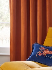 Orange Matte Velvet Super Thermal Curtains - Image 7 of 9
