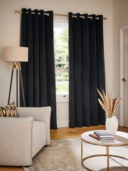 Black Matte Velvet Super Thermal Curtains - Image 1 of 8