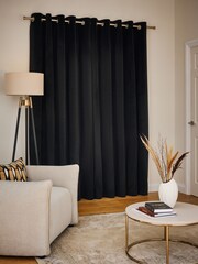 Black Matte Velvet Super Thermal Curtains - Image 2 of 8