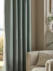 Green Sage Matte Velvet Super Thermal Curtains - Image 5 of 8