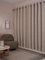 Natural Chunky Marl Textured Eyelet Lined Curtains - Image 3 of 5
