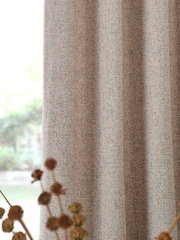 Natural Chunky Marl Textured Eyelet Lined Curtains - Image 4 of 5