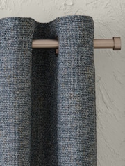 Teal Blue Chunky Marl Textured Eyelet Lined Curtains - Image 1 of 5