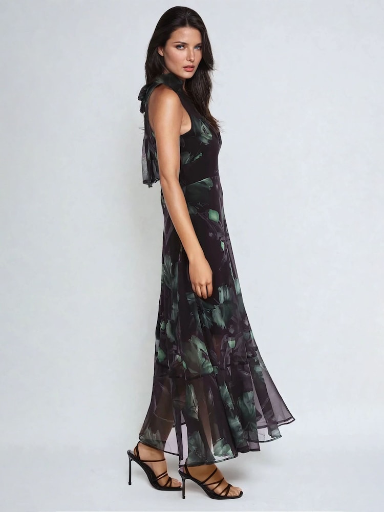 Religion Green Time Maxi Halterneck Dress With Tie Sash - Image 1 of 6