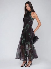Religion Green Time Maxi Halterneck Dress With Tie Sash - Image 2 of 6