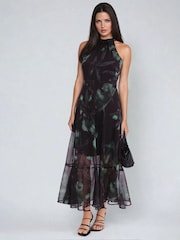 Religion Green Time Maxi Halterneck Dress With Tie Sash - Image 4 of 6