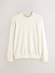 Oatmeal Signature Merino Blend Lightweight Crew Neck Jumper - Image 1 of 3
