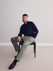 Navy Blue Signature Merino Blend Lightweight Zip Neck Jumper - Image 2 of 7