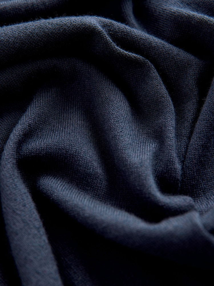 Navy Blue Signature Merino Blend Lightweight Zip Neck Jumper - Image 7 of 7