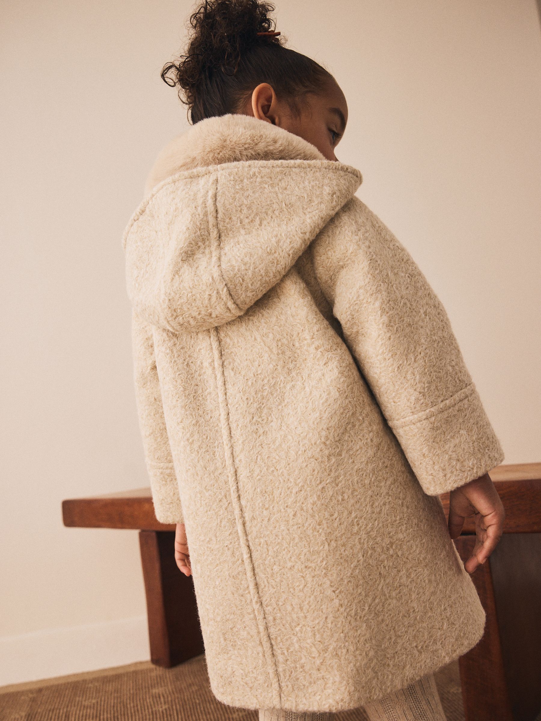 Buy Cream Faux Fur Collar Hooded Coat (3mths-7yrs) from Next China