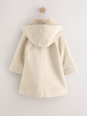 Cream Faux Fur Collar Hooded Coat with Wool (3mths-7yrs) - Image 3 of 5